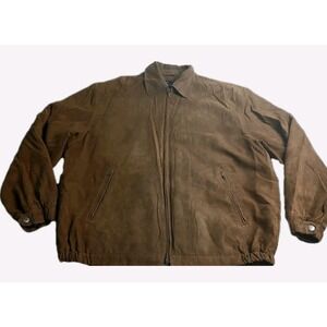 Gary Player MEN'S GOLF SUEDE JACKET TAUPE FULL ZIP COLLAR Vintage  XLT #419C